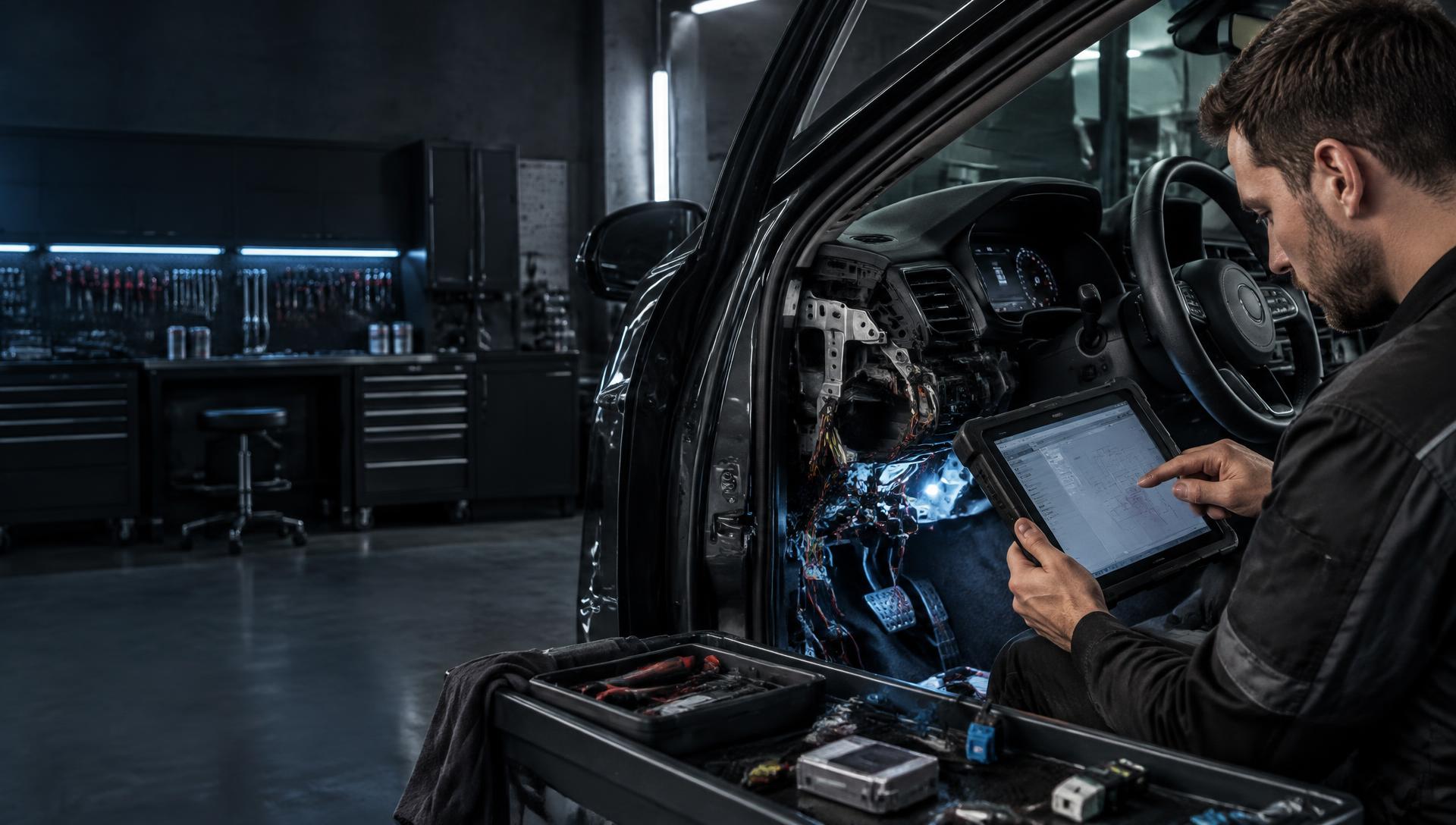 Specialista při diagnostice elektrické výbavy vozu